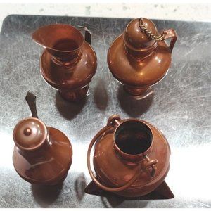 Vintage Dollhouse Miniature Cauldron Pot Jug Copper Lid Handle with Patina Rare